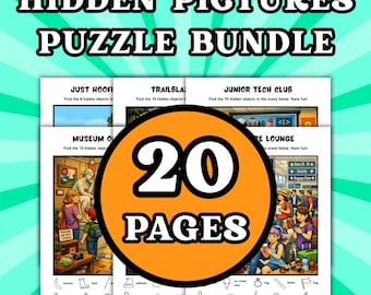 Hidden Picture Puzzles Bundle, Search and Find Activity, I Spy Printable Game, Seek and Find, Instant PDF Digital Download, Ready to Print
