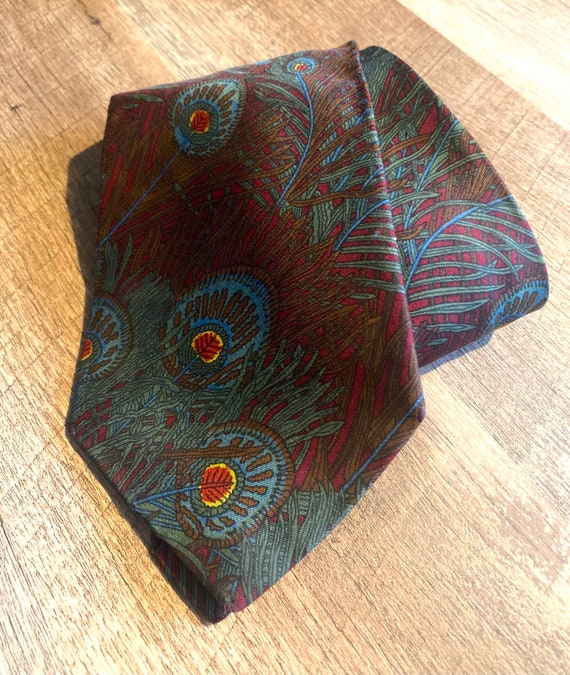 Liberty Peacock Feather Tie Necktie 100% Silk Burg