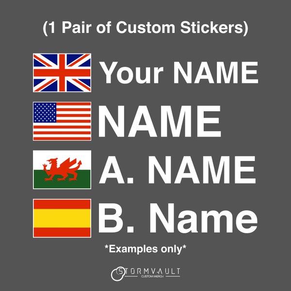 Motorsport UK Driver Name stickers with flags - MSA race rally car decal vinyl FIA