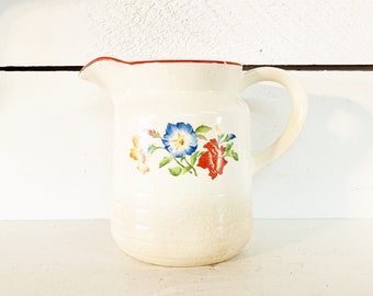 Vintage Universal Potteries Kleiner Teigkrug/Bauernküche Floraler Teigkrug mit „Morning Glory“-Thema