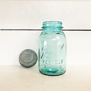 Vintage Ball Perfect Mason Blue Quart Canning Kitchen Jar/Sammler Ball Jar #9/Farmhouse Kitchen Blue Ball Jar mit Zinkdeckel