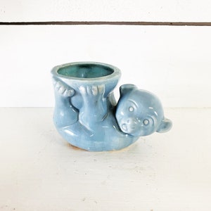 Vintage Morton Pottery Baby Blue Bear Planter Vase Classic Vintage Retro Pottery Planter Indoor Soft Blue Bear Planter Morton Pottery