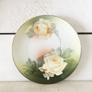 R S Germany Pastel Yellow Rose Plate/Collectible German Plate/Decorative Plate