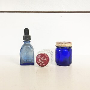 Collection of 3 Small Farmhouse Glass Bottles/3 Small Tonic Bottles/Old Rustic Barn Bottle Collection/Set of 3 Bottles