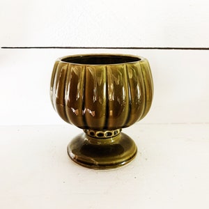 Vintage 1960's McCoy Pottery Floraline Avocado Green Pedestal Planter/Vase Marked #491/Classic McCoy Pottery Planter