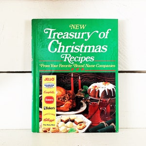 1990 Hardcover Spiral Edition of New Treasury of Christmas Recipes From Your Favorite Brand Name Companies Cookbook/Vintage Cookbook