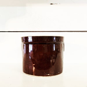 Antique Dark Brown Stoneware Crock NO Lid 6&quot; Opening Crock Kitschy Stoneware Cooking Utensil Holder Wooden Spoon Holder
