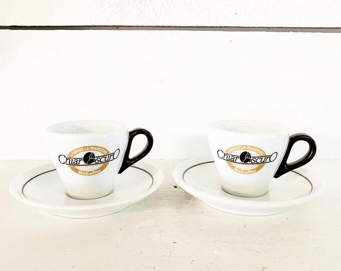 Pair of Vintage Italian Made Espresso Cups and Saucers/pair of