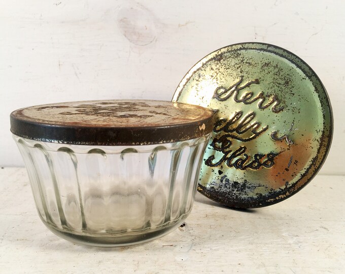 Pair of Vintage Kerr Jelly Glass Jars/farmhouse Kitchen Collectible