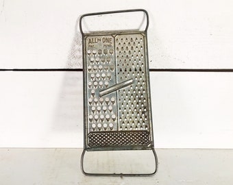 Vintage "All in One" Stainless Steel Grater Slicer Farmhouse Kitchen Collectible Kitchen Tools and Gadgets Shabby Chic Cheese Grater Slicer