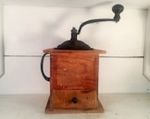 Vintage Arcade Manufacturing Imperial Coffee Grinder with Drawer Dovetailed Wooden and Cast Iron Manual Coffee Bean Grinder Farmhouse Decor