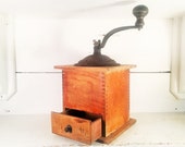 Vintage Arcade Manufacturing Imperial Coffee Grinder with Drawer Dovetailed Wooden and Cast Iron Manual Coffee Bean Grinder Farmhouse Decor