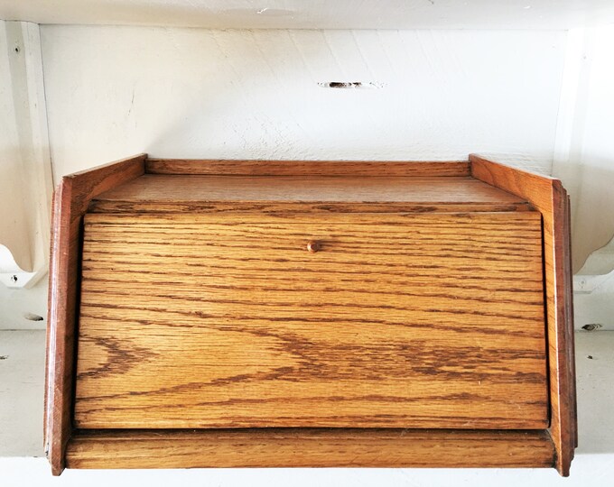 Vintage Solid Oak Bread Box/farmhouse Kitchen Wooden Bread Box/vintage