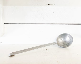 Farmhouse Kitchen Aluminum #10 Colander Style Ladle/Shabby Chic Kitchen Aluminum Strainer Ladle/Decorative Aluminum Marked Kitchen Ladle