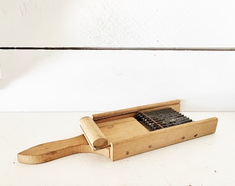 Primitive Wood & Steel Handheld Slicer/Mandolin/Farmhouse Kitchen Antique Wooden Cheese/Veggie Slicer/Wooden Hand Tools/Gadgets
