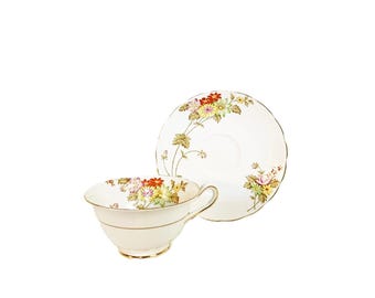 Elegant Grosvenor Teacup and Saucer Jackson & Gosling Made in England Floral Tea Cup English Tea Cups Vintage Floral Teacups