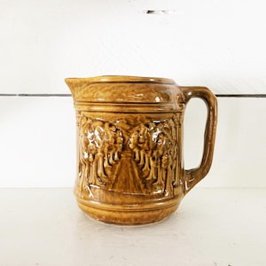 Vintage Brown Glazed Majolica Stoneware Marked 131 Pitcher Farmhouse Kitchen Accent Pitcher Farm Kitchen Display Prop Primitive Pitcher