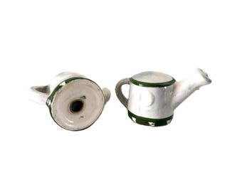Vintage Ceramic Salt and Pepper Shakers Watering Can and Pot Novelty Gardeners Salt and Pepper Shakers Gardner Gift