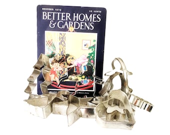 Vintage 1983 Better Homes & Gardens Large Tin Made in England Better Homes Tin with 10 Stainless Steel Cookie Cutters