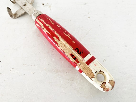 Classic EKCO Vintage Red and White Handled Manual Can Opener