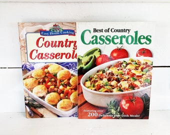 Paire de livres de cuisine pour casseroles vintage/Casseroles de campagne faciles à cuisiner à la maison et Le meilleur des casseroles de campagne/livre de cuisine vintage