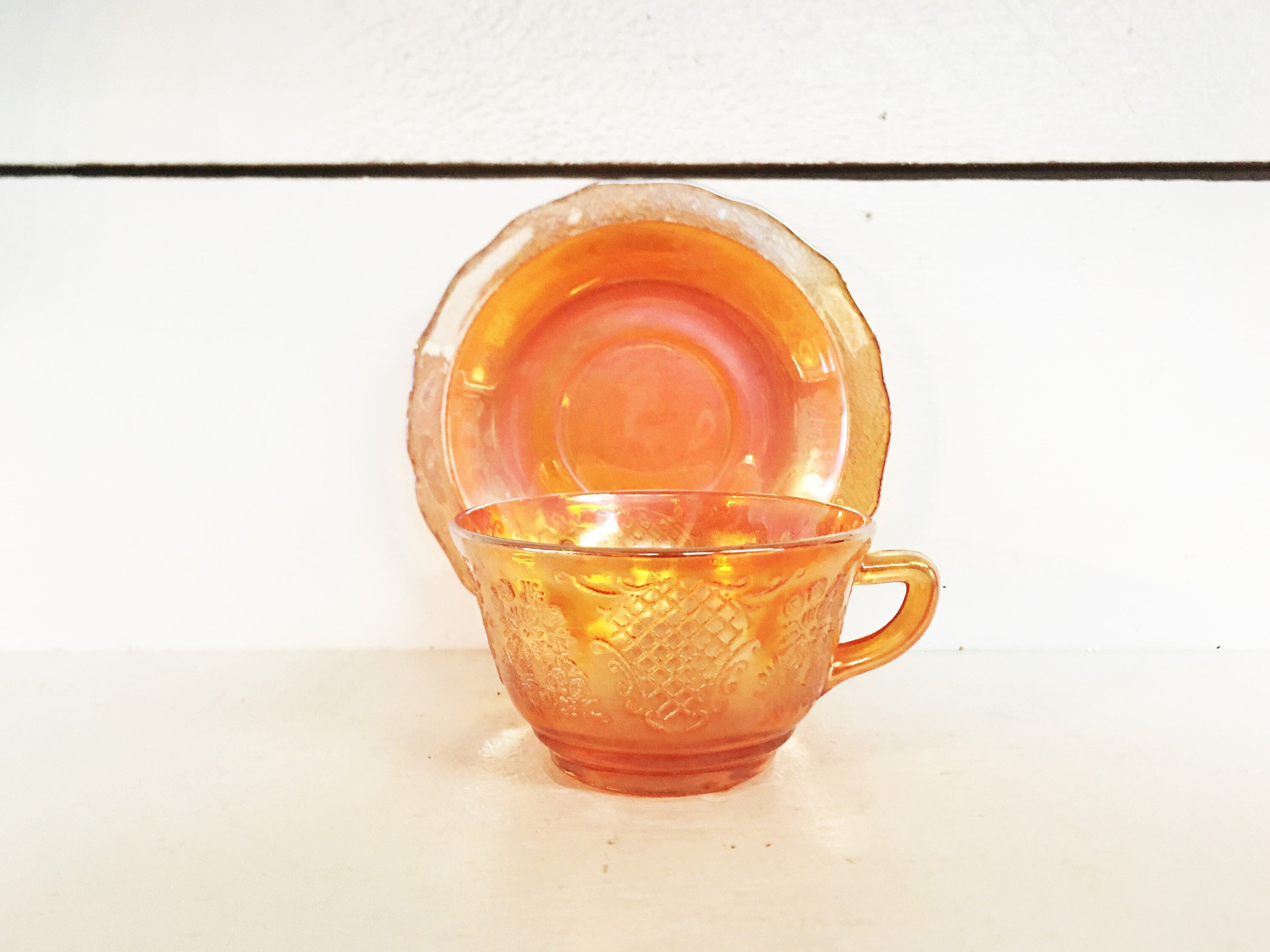 Orange Glass Teacup - Etsy