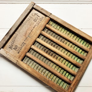 Antique National Washboard Co. Memphis and Chicago Wood and Brass Washboard Farm Kitchen Washboard Wood Brass Washboard Farmhouse Décor