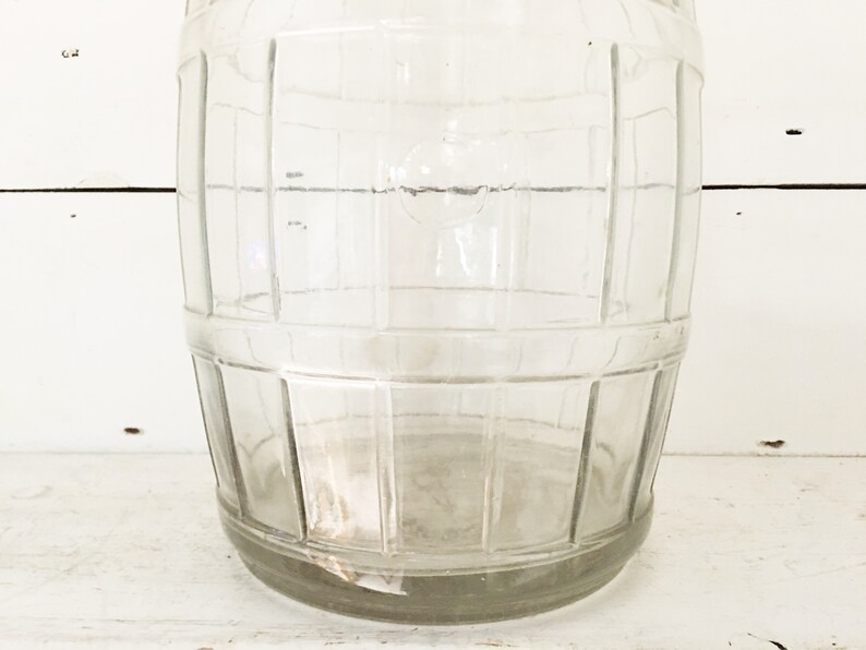 Large Antique Barrel Shaped Glass Jar no Lid with Wooden and Etsy