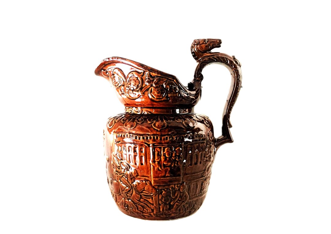 Antique Rockingham Horse Pitcher, Arthur Wood Equestrian Hunt Scene ...