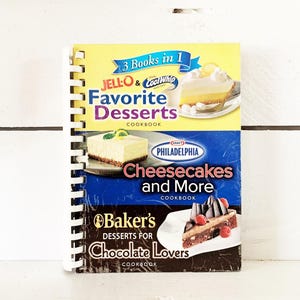 Hardcover Spiral Edition of 3 Books in 1 Jell-O & Cool Whip Favorite Desserts Cheesecakes Chocolate Lovers Vintage Cookbook Jello Recipes