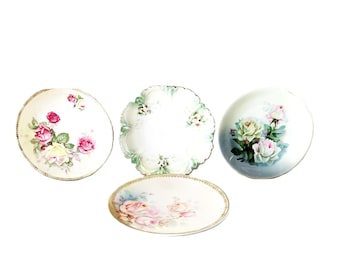 Collection of 4 Mismatched Antique Prussian Bavarian German 6.25" Bread & Butter Appetizer Plates Antique Prussia China Floral