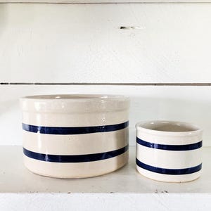 Vintage Robinson Ransbottom Paar Crocks Blau Gebändert Markierte Crocks Kochen Utensilienhalter
