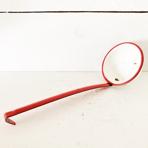 Rustic Classic White and Red Trimmed Enamelware Ladle Farmhouse Kitchen White and Red Enamel Ladle Shabby Chic Rustic Kitchen Enamel Ladle
