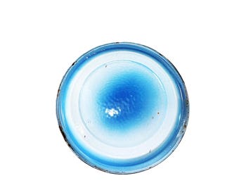 Rustikale 9 "Emaille Pie Pan mit einer Baby Blau und Weiß Ombre Rückseite