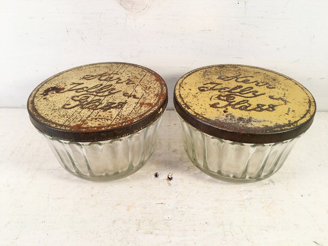 Pair of Vintage Kerr Jelly Glass Jars/Farmhouse Kitchen Etsy