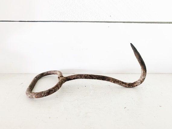 Buy Large Cast Iron Hand Forged Hay Bale Hook/old Barn Hook/meat