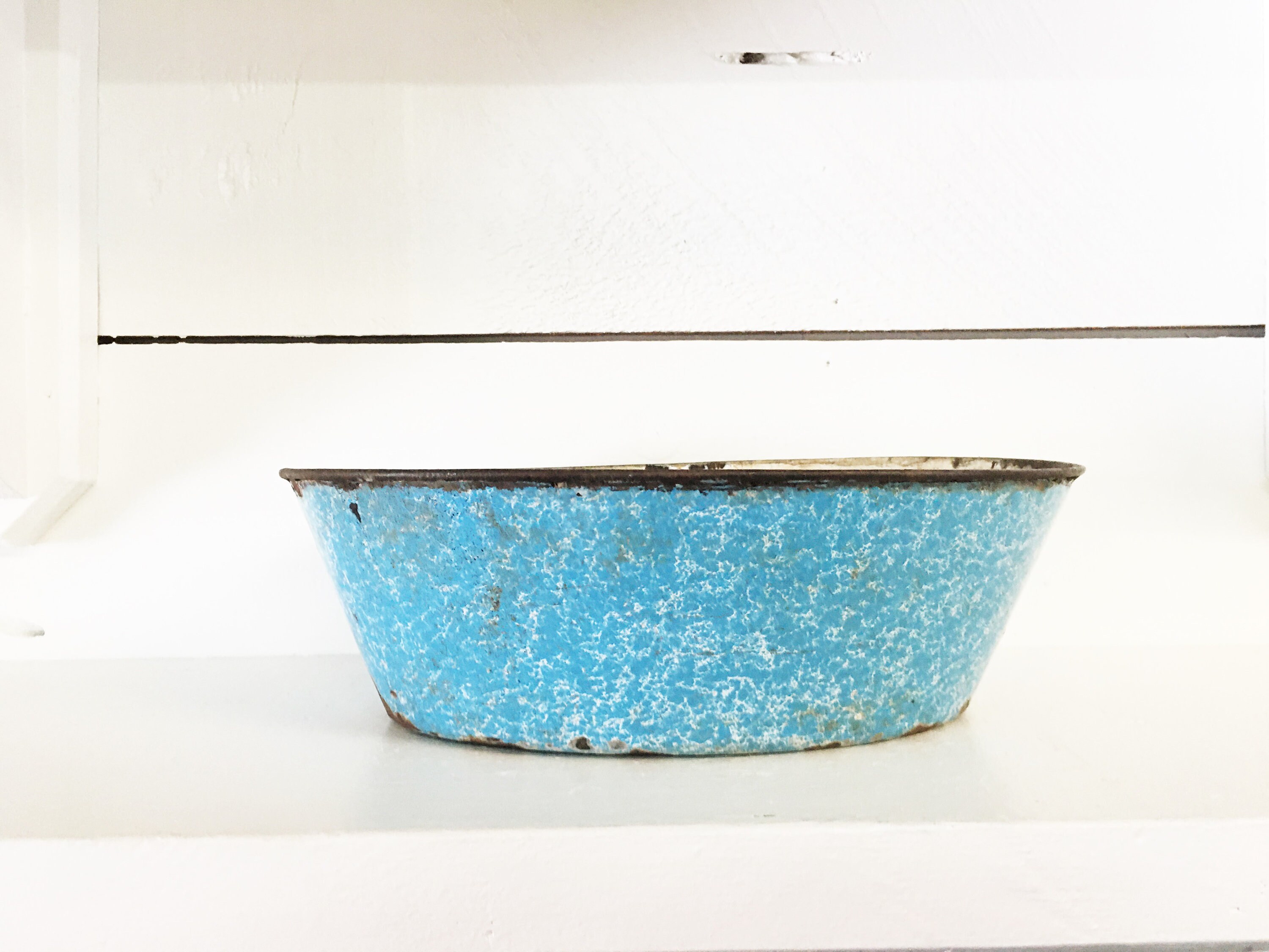 Rustic Vintage Oval Shaped Blue Spatterware Enamel Bowl/does Not Hold ...