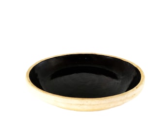 Antique Stoneware Pie Pan Brown Glazed Center 9" Pie Pan Primitive Kitchen