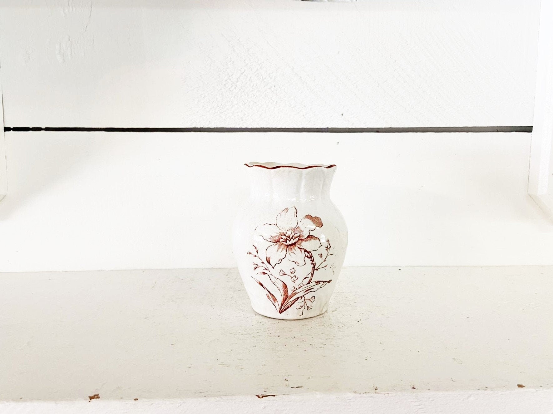 アンティーク バージニア マーク アイアンストーン モーブ フローラル