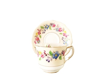 Vintage Foley Teacup and Matching Saucer/English Teacup/Vintage Pink Floral Teacup and Saucer