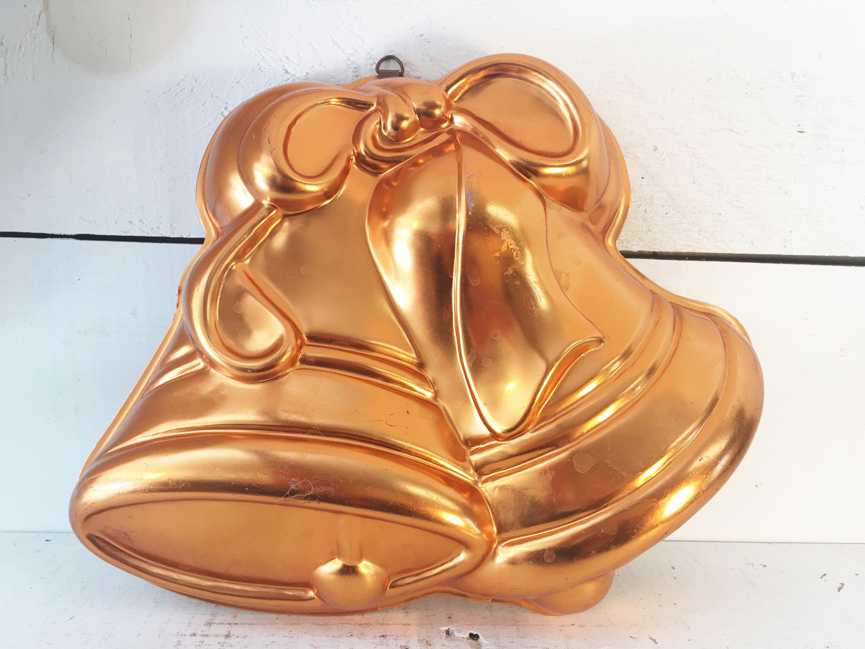 Copper Christmas Wedding Bells Mold Farmhouse Kitchen Bell Shaped Copper Jello Mold Shabby Chic Copper Bell Pudding Mold Vintage Copper Mold