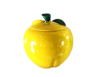Vintage Yellow Ceramic Granny Smith Lemon Cookie Jar – Kitchen Decor