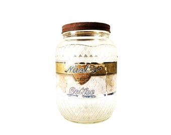 Large Vintage 3lb. Capacity Glass Nash's Coffee Jar with Original Lid Nash's Coffee Glass Jar