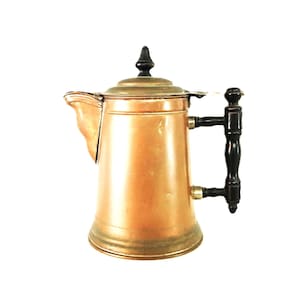 Copper Coffee Pot Farmhouse House Rustic Kitchen Copper Tea Pot Coffee Pot with Wooden Handle Shabby Chic Rustic Copper Coffee Pot