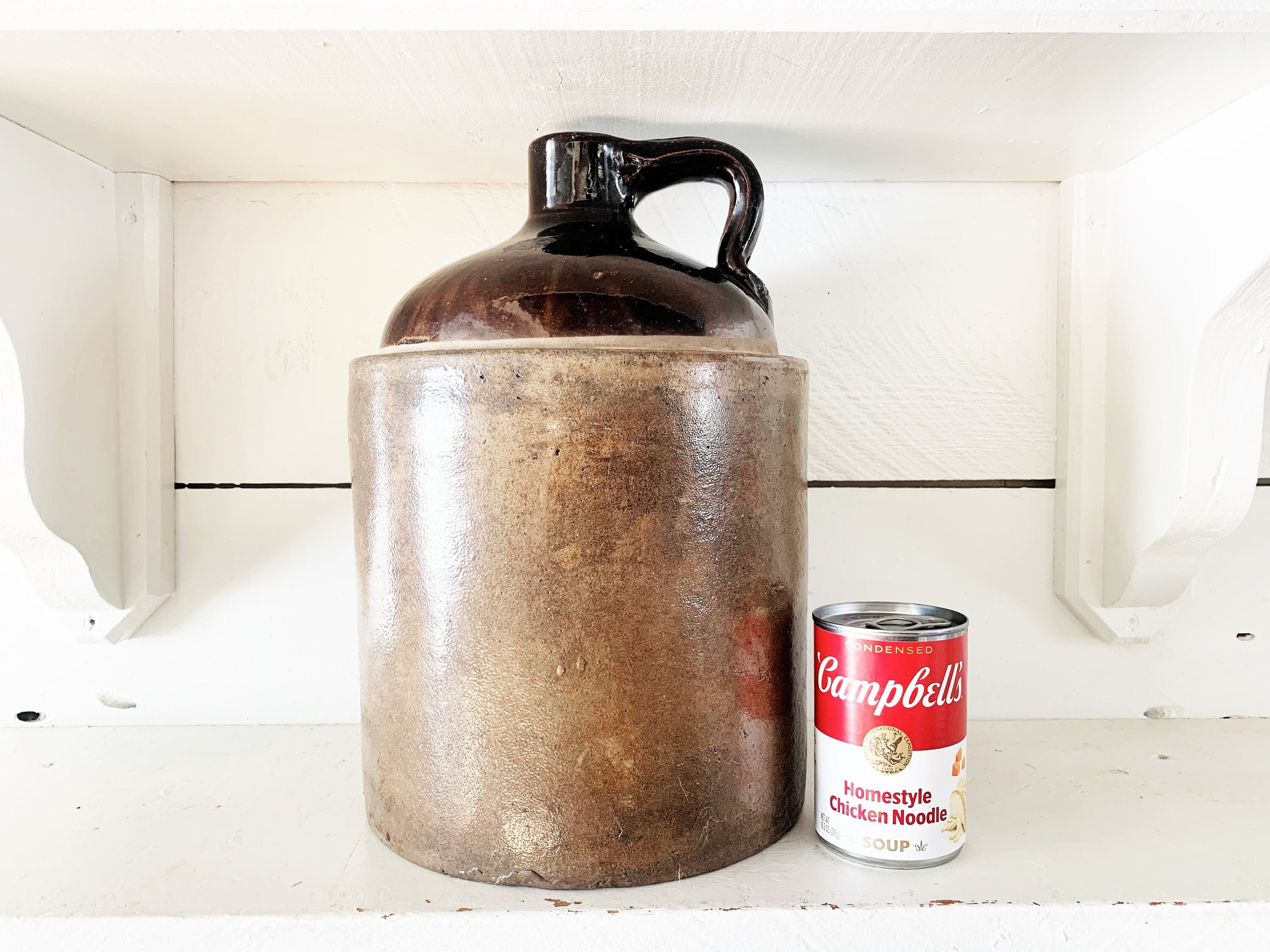 Large Antique Stoneware Salt Glazed Finger Jug – Farmhouse Crock
