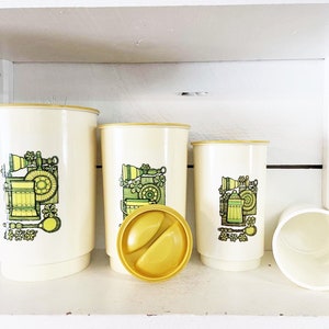 4er Set Vintage Retro Themed Kunststoffkanister Vintage Canister Set