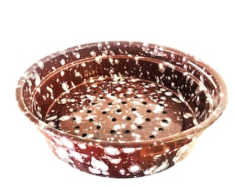 Brown and Gray Speckled Enamelware Steamer Insert Enamelware Colander Canning Steamer Insert