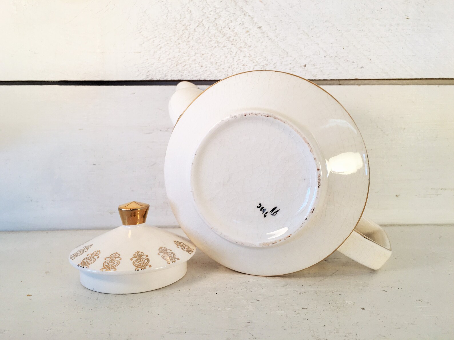 Vintage Sadler English China Teapot With Gold Floral Etsy