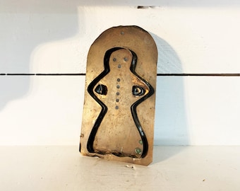 Large Antique Copper Cookie Cutter of a Woman by Pfaltzcraff Cookie Cutter Primitive Kitchen Wife Grandmother Lady Cookie Cutter