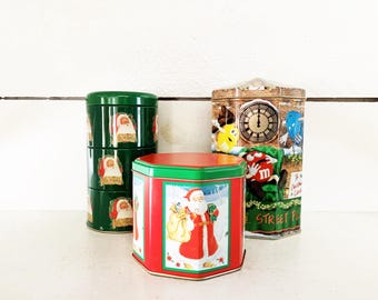 Vintage M&M Christmas Toys Tin 1996 Candy Tin Canister Cookie Jar
